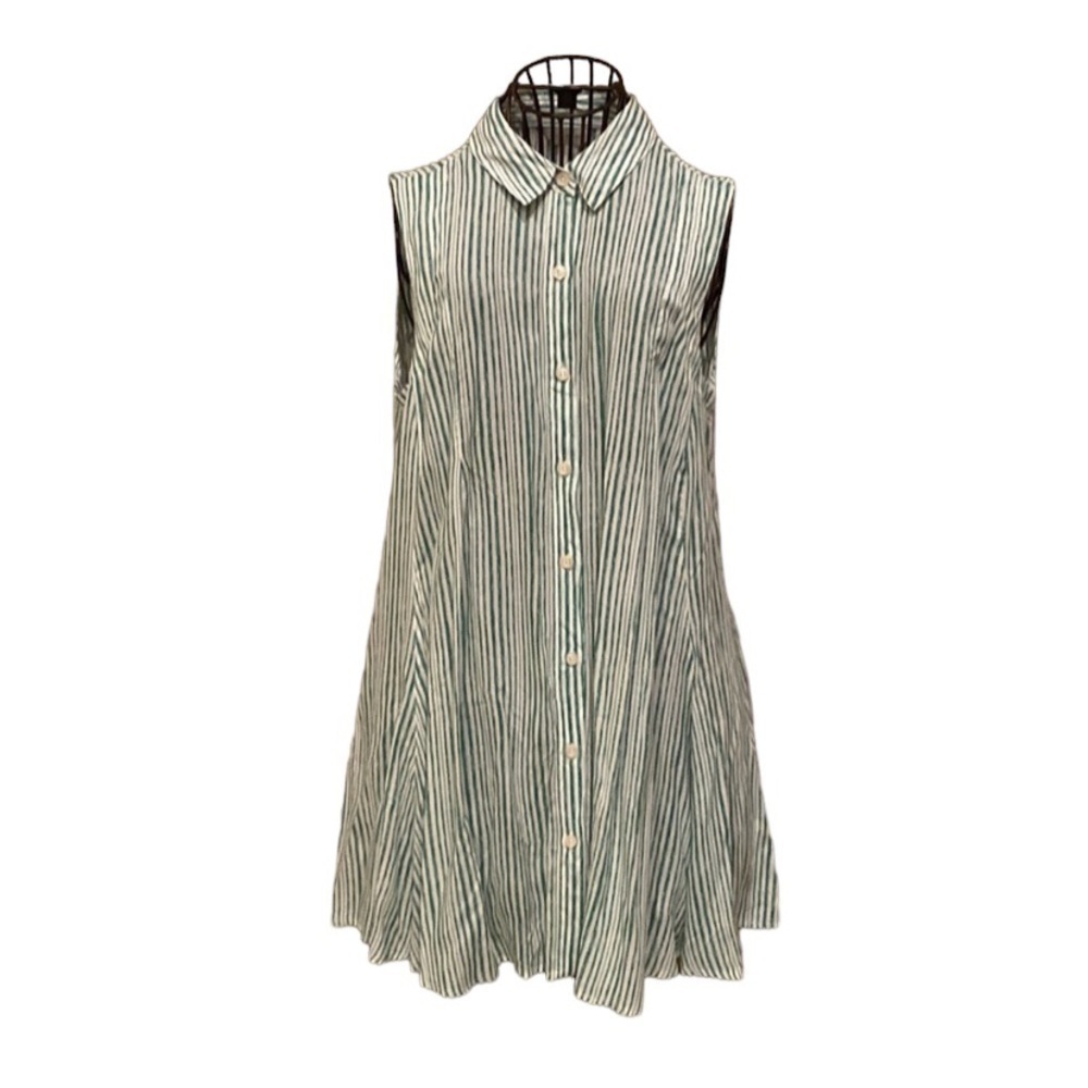 Anthropologie 11.1 TYLHO Percy Green and White striped Tunic